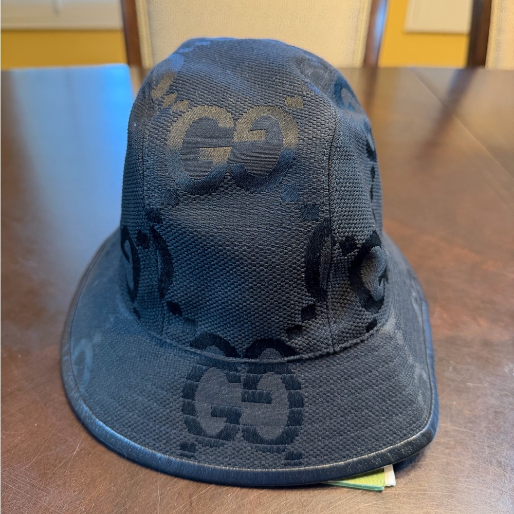 New Authentic Gucci GG Supreme Jumbo Logo Black Bucket Hat Size S - Picture 7 of 15